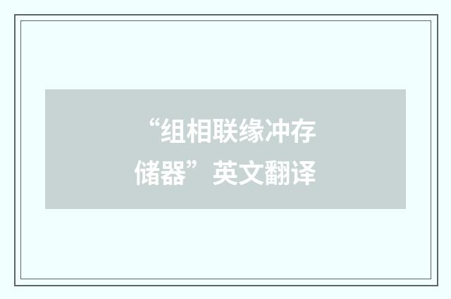 “组相联缘冲存储器”英文翻译