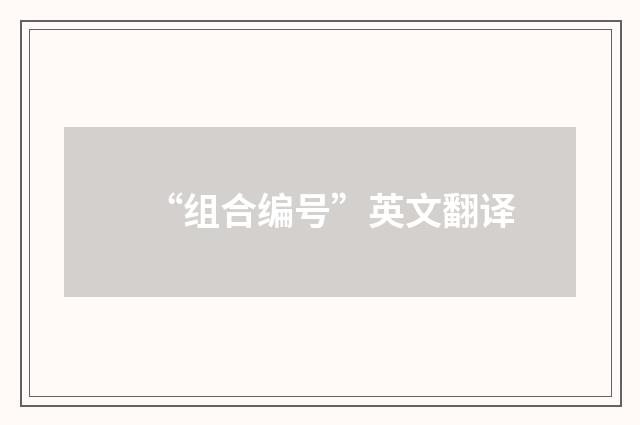 “组合编号”英文翻译
