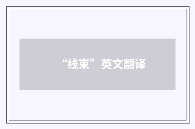 “线束”英文翻译
