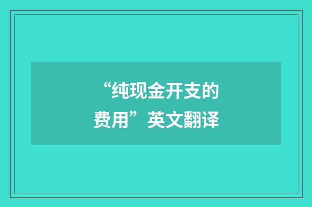 “纯现金开支的费用”英文翻译