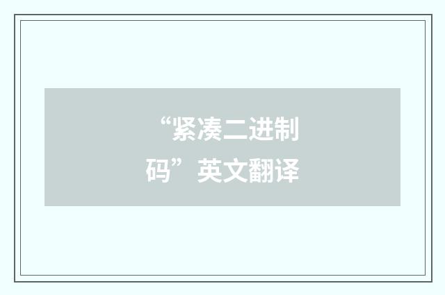 “紧凑二进制码”英文翻译