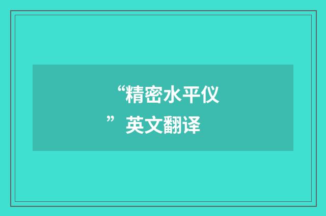 “精密水平仪”英文翻译