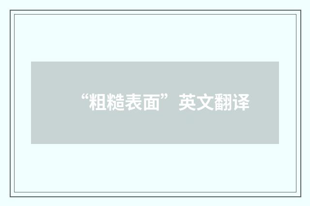 “粗糙表面”英文翻译