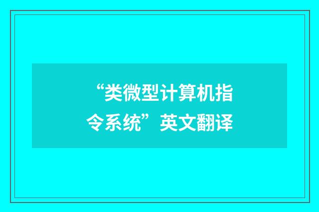 “类微型计算机指令系统”英文翻译