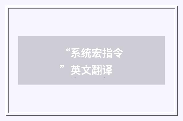 “系统宏指令”英文翻译