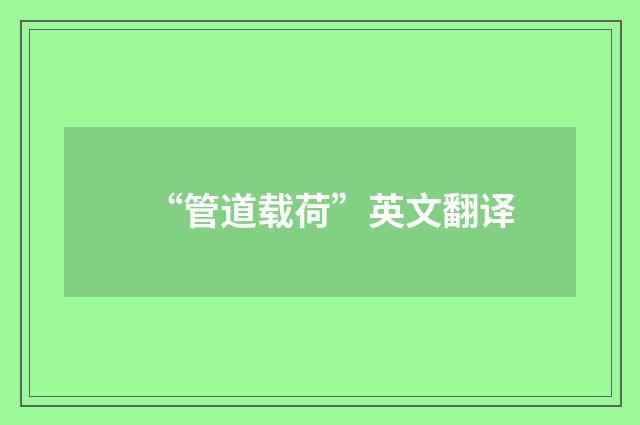 “管道载荷”英文翻译