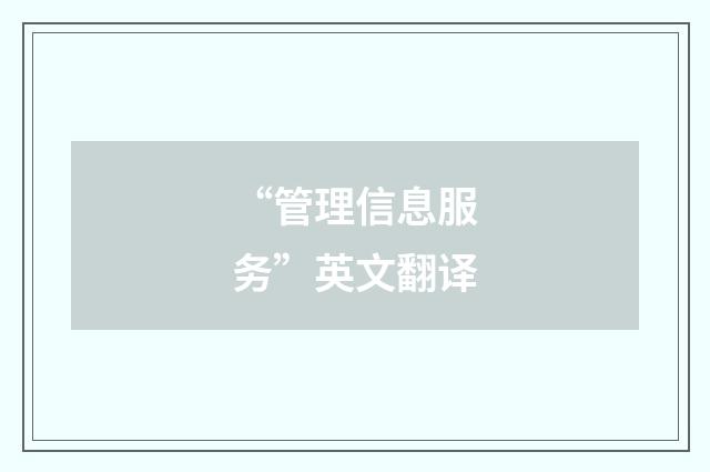 “管理信息服务”英文翻译