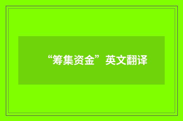 “筹集资金”英文翻译