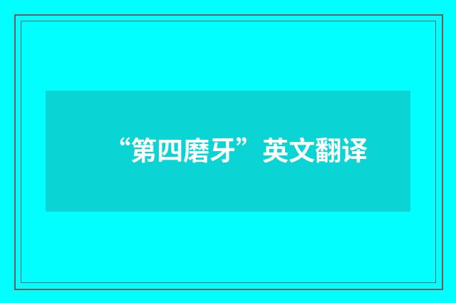 “第四磨牙”英文翻译