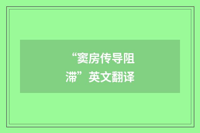 “窦房传导阻滞”英文翻译