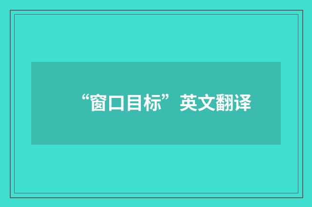 “窗口目标”英文翻译