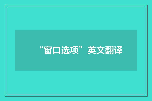 “窗口选项”英文翻译