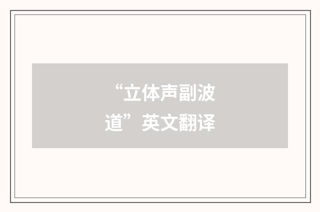 “立体声副波道”英文翻译