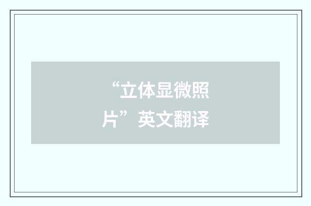“立体显微照片”英文翻译