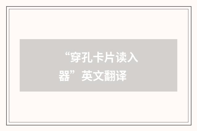 “穿孔卡片读入器”英文翻译