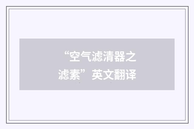 “空气滤清器之滤素”英文翻译