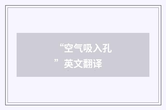“空气吸入孔”英文翻译