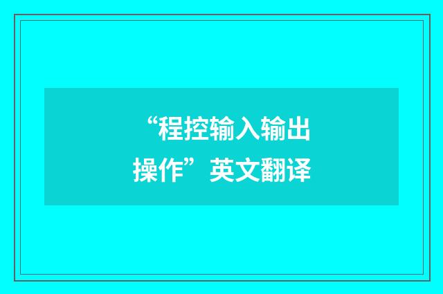 “程控输入输出操作”英文翻译