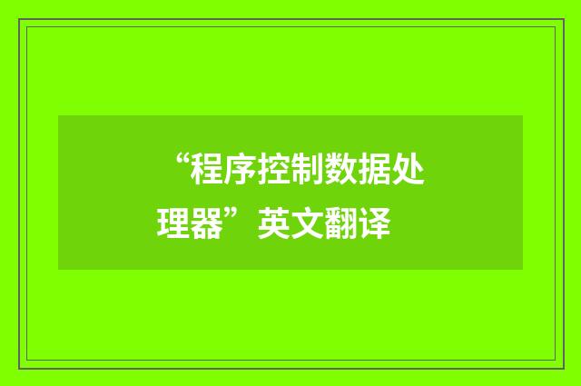 “程序控制数据处理器”英文翻译