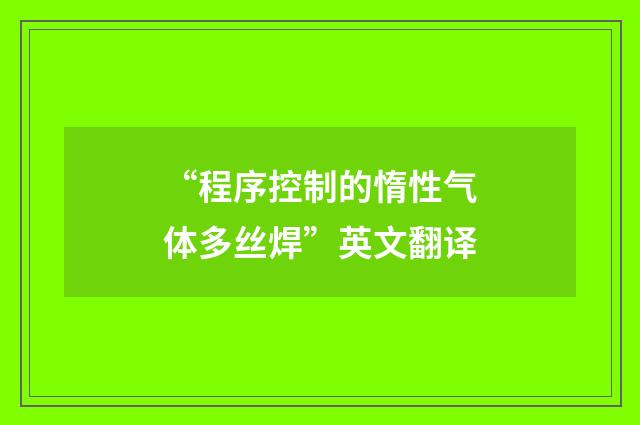 “程序控制的惰性气体多丝焊”英文翻译