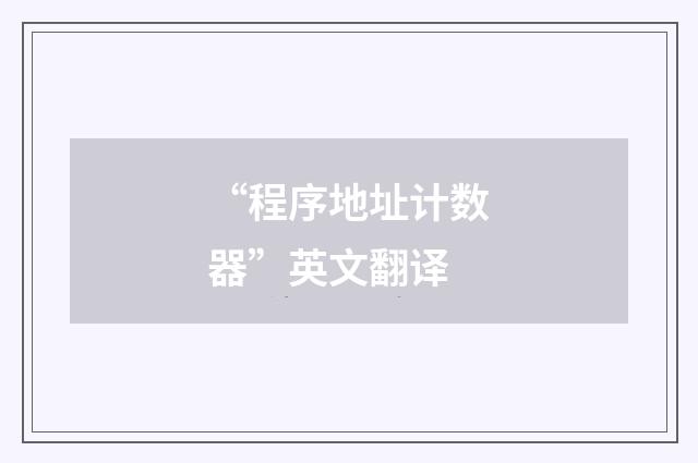 “程序地址计数器”英文翻译