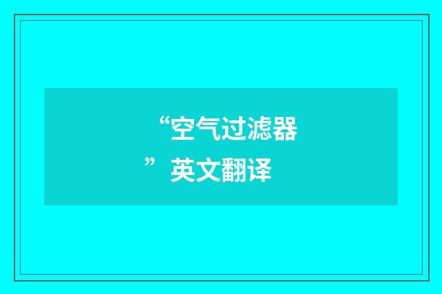 “空气过滤器”英文翻译