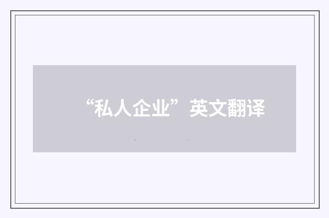 “私人企业”英文翻译