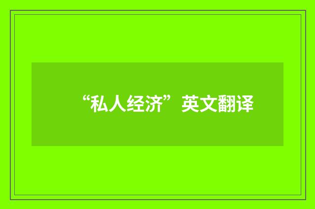 “私人经济”英文翻译