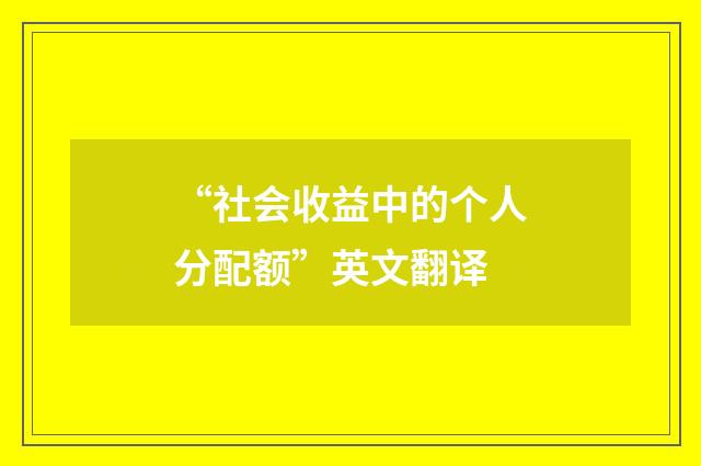 “社会收益中的个人分配额”英文翻译