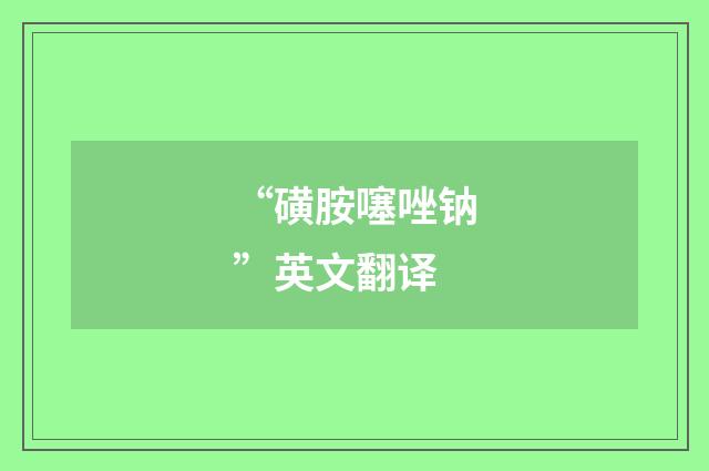 “磺胺噻唑钠”英文翻译