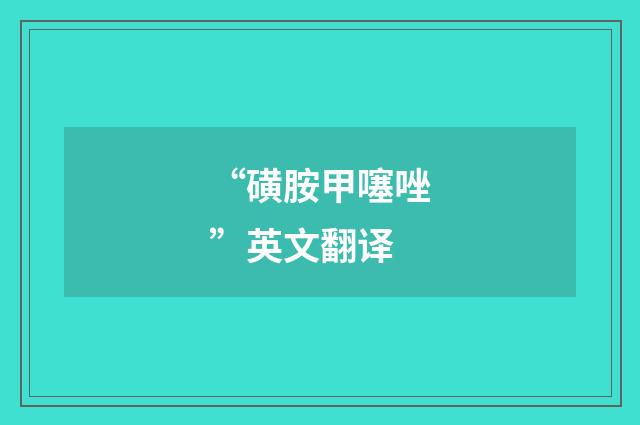 “磺胺甲噻唑”英文翻译