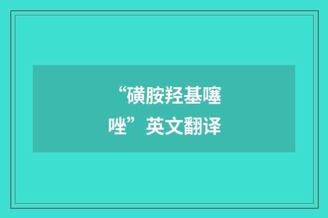 “磺胺羟基噻唑”英文翻译
