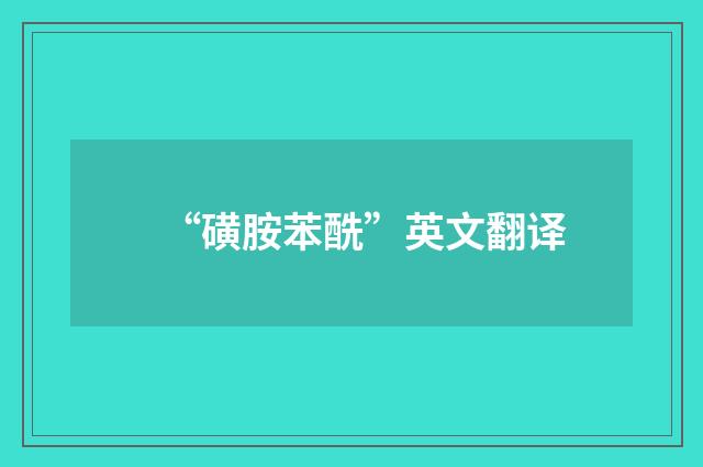 “磺胺苯酰”英文翻译