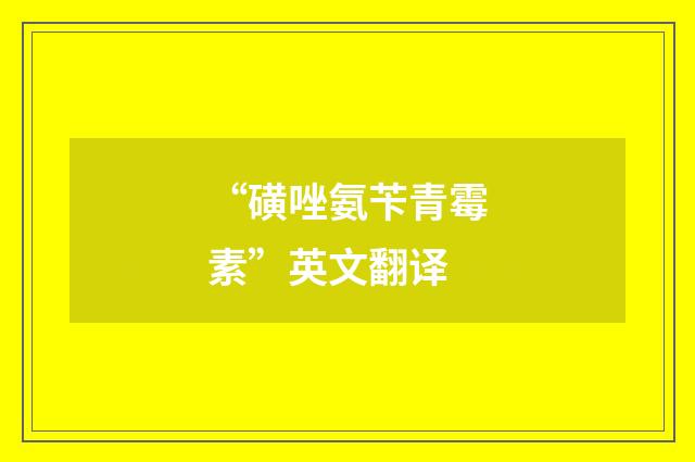 “磺唑氨苄青霉素”英文翻译