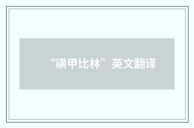 “磺甲比林”英文翻译