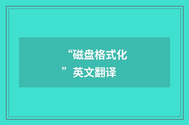 “磁盘格式化”英文翻译