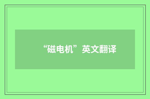“磁电机”英文翻译
