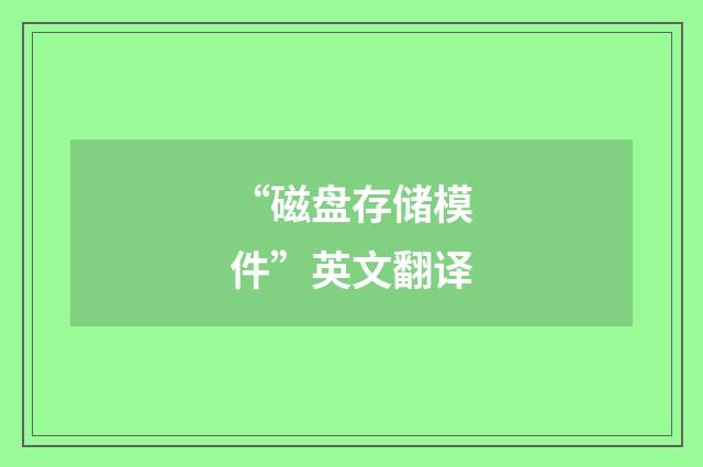 “磁盘存储模件”英文翻译