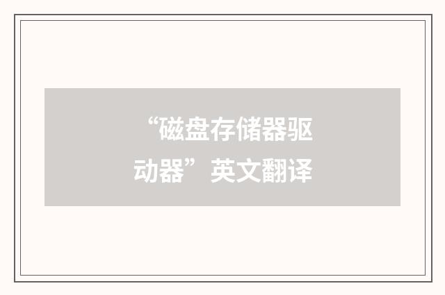 “磁盘存储器驱动器”英文翻译