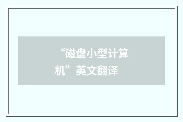 “磁盘小型计算机”英文翻译