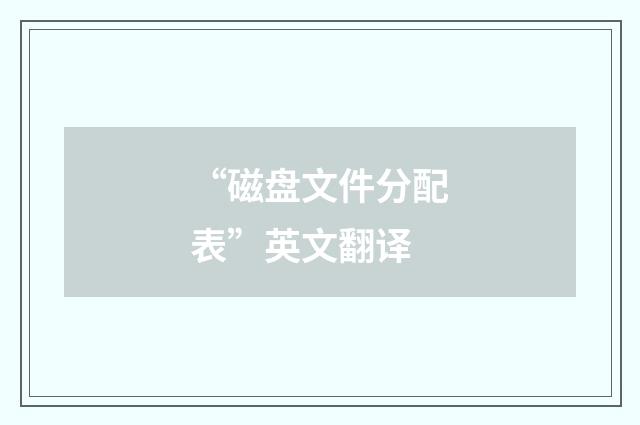 “磁盘文件分配表”英文翻译