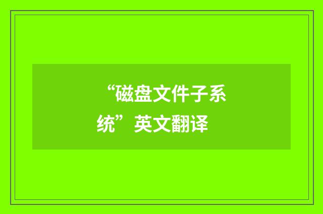 “磁盘文件子系统”英文翻译
