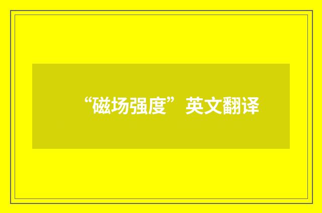 “磁场强度”英文翻译