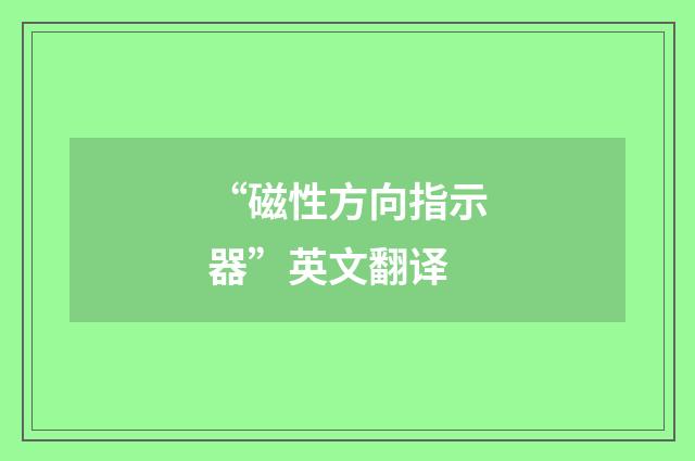 “磁性方向指示器”英文翻译
