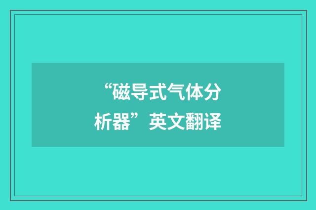 “磁导式气体分析器”英文翻译