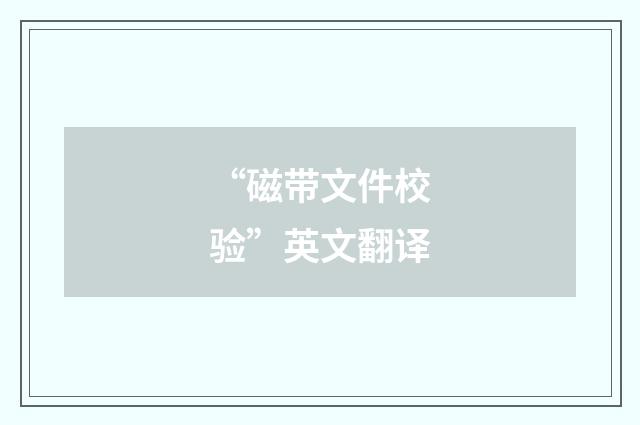 “磁带文件校验”英文翻译