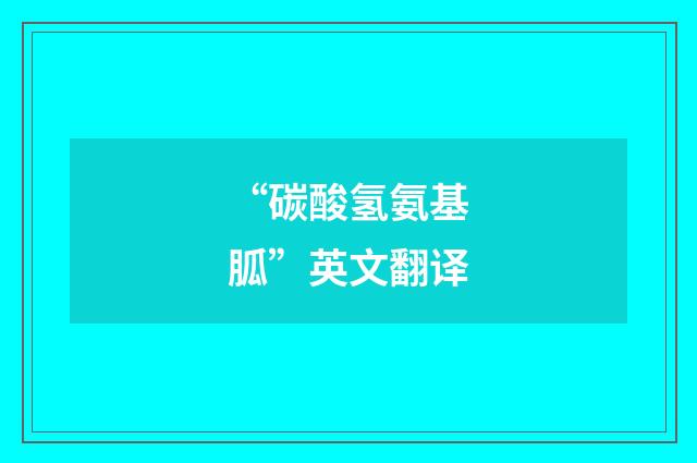 “碳酸氢氨基胍”英文翻译