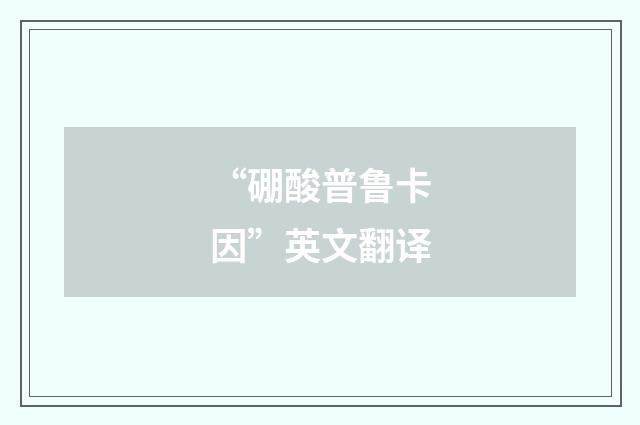 “硼酸普鲁卡因”英文翻译