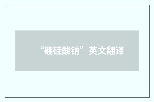 “硼硅酸钠”英文翻译