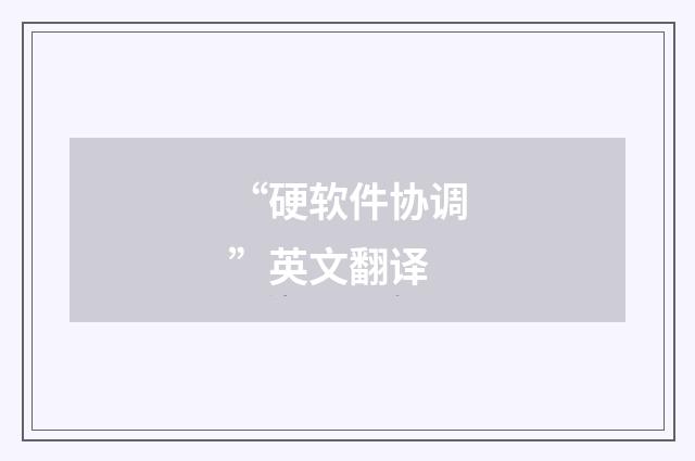 “硬软件协调”英文翻译